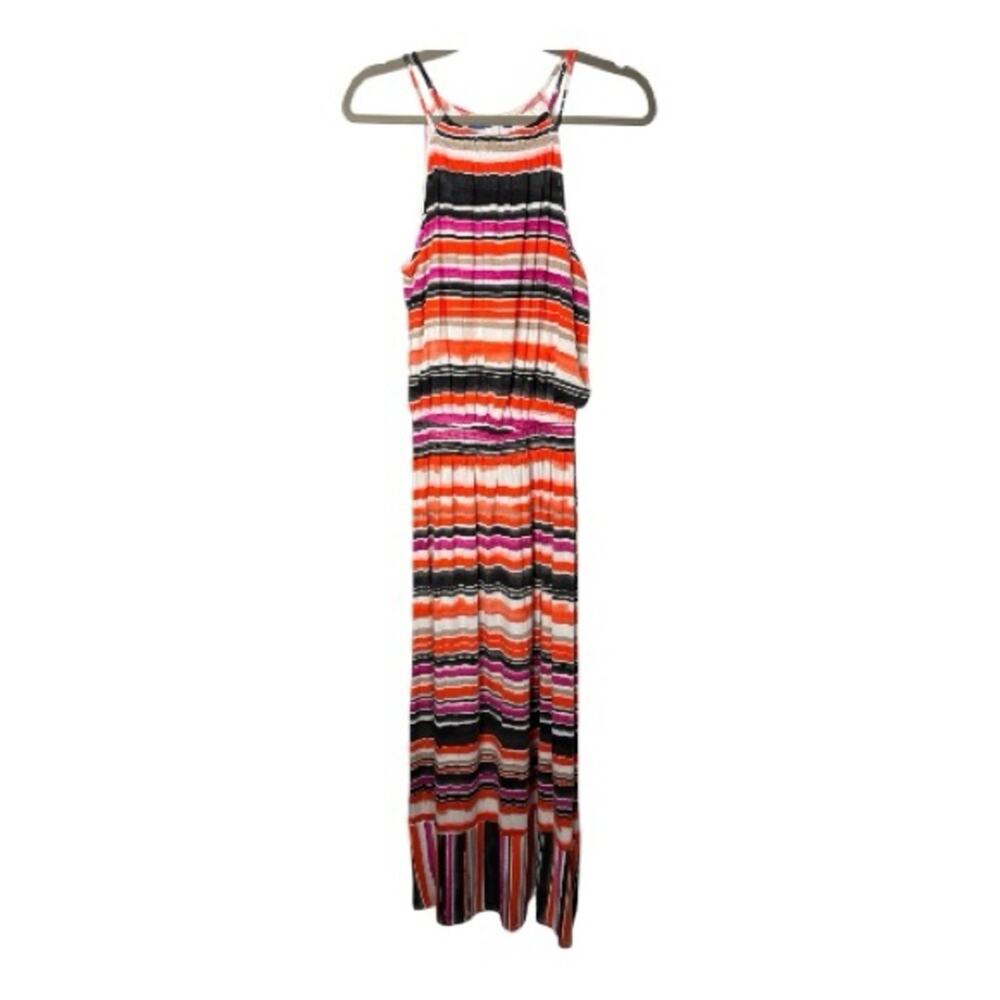 Apt 9 Orange Black Striped Halter Maxi Dress Small